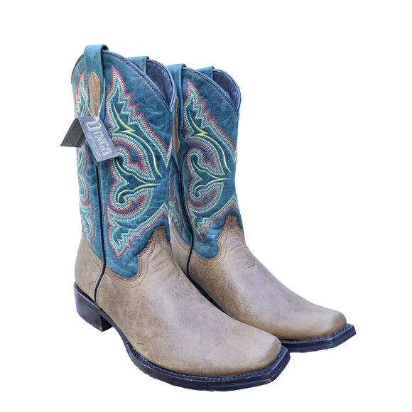 NWT Dingo True Grit Embroidered Square Toe Cowboy Brown Casual Boots Men's 10D - Picture 2 of 10